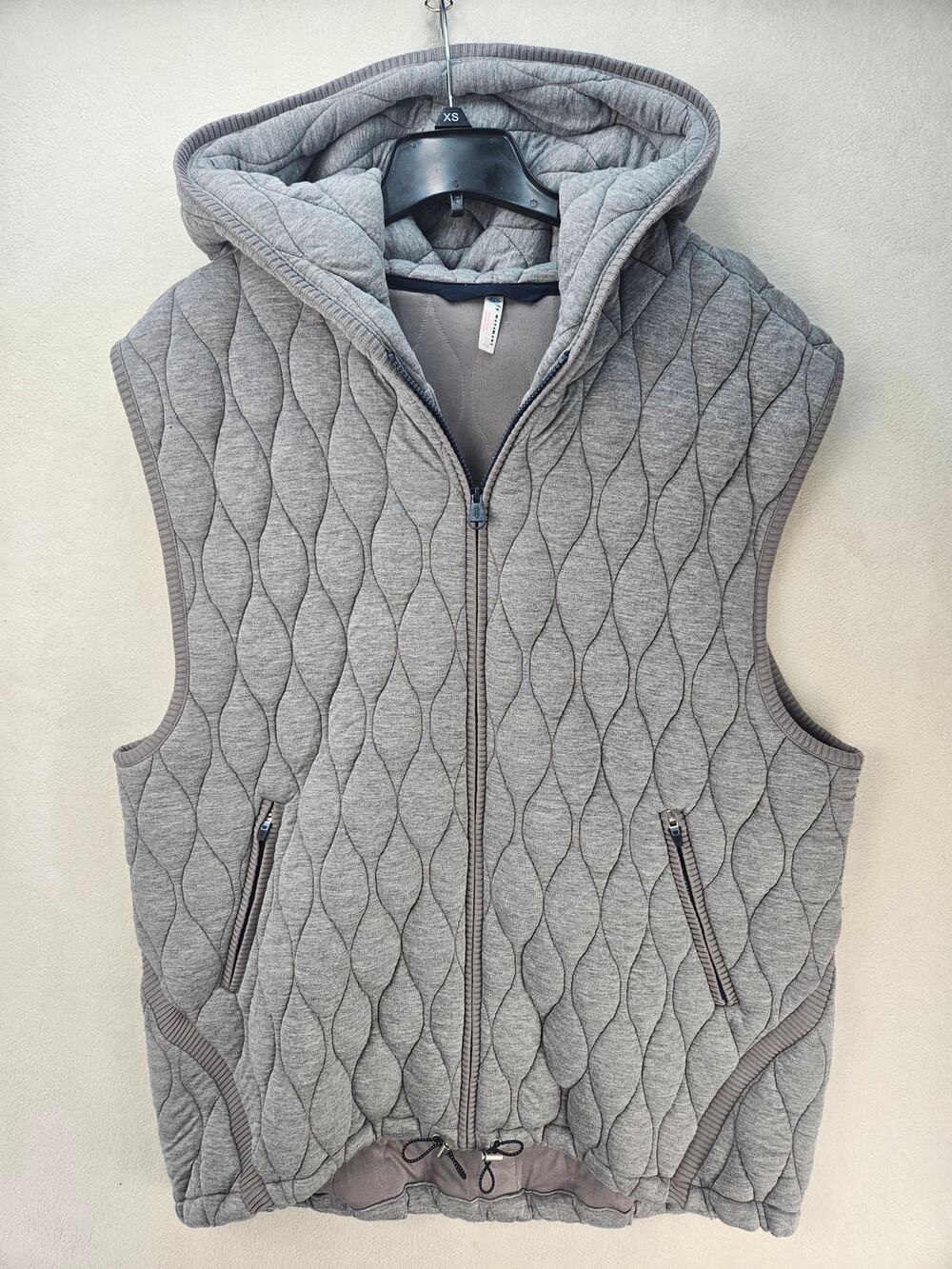 FREE PEOPLE WOMEN'S XLARGE GREY QUILTED LONG HOODED VEST